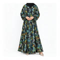 Black Multicolor Printed Abaya